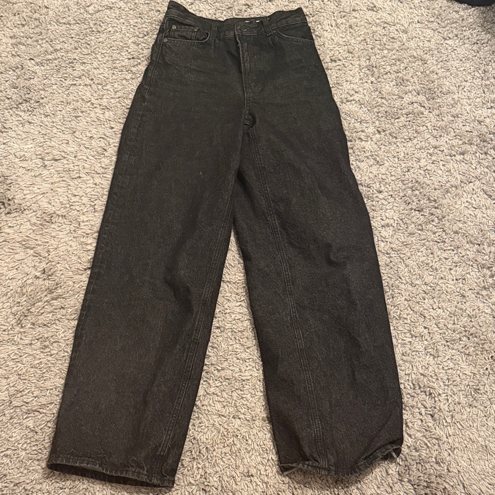 Zara Black Wide-Leg Flare Jeans